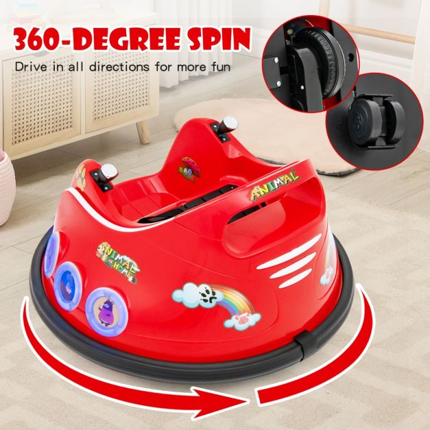 Coast Bumperauto - 360 Graden Draaibaar - 12V - Incl. Muziek & Licht - 73x73x43cm - Rood