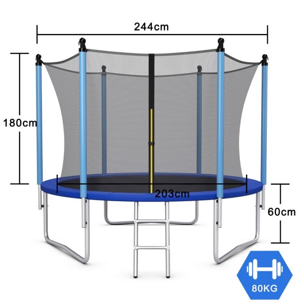 Coast Ø 244 cm Trampoline Outdoor Trampoline voor kinderen en volwassenen zwart + blauw