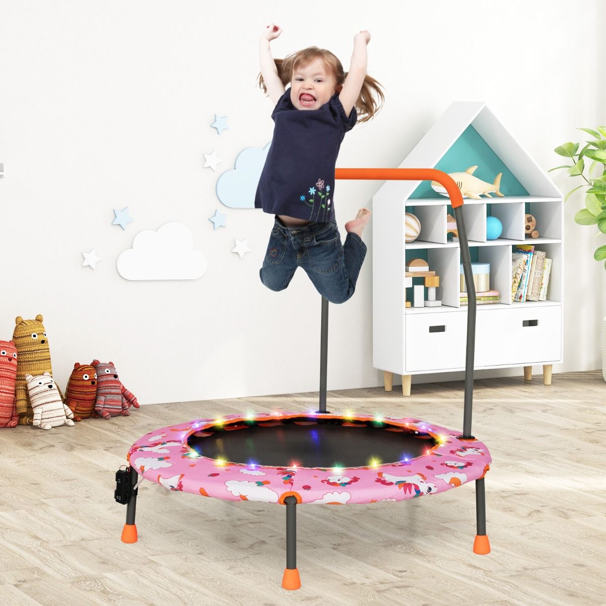 Coast 92 cm kindertrampoline mini -trampoline voor kinderen met LED -verlichting veelkleurig