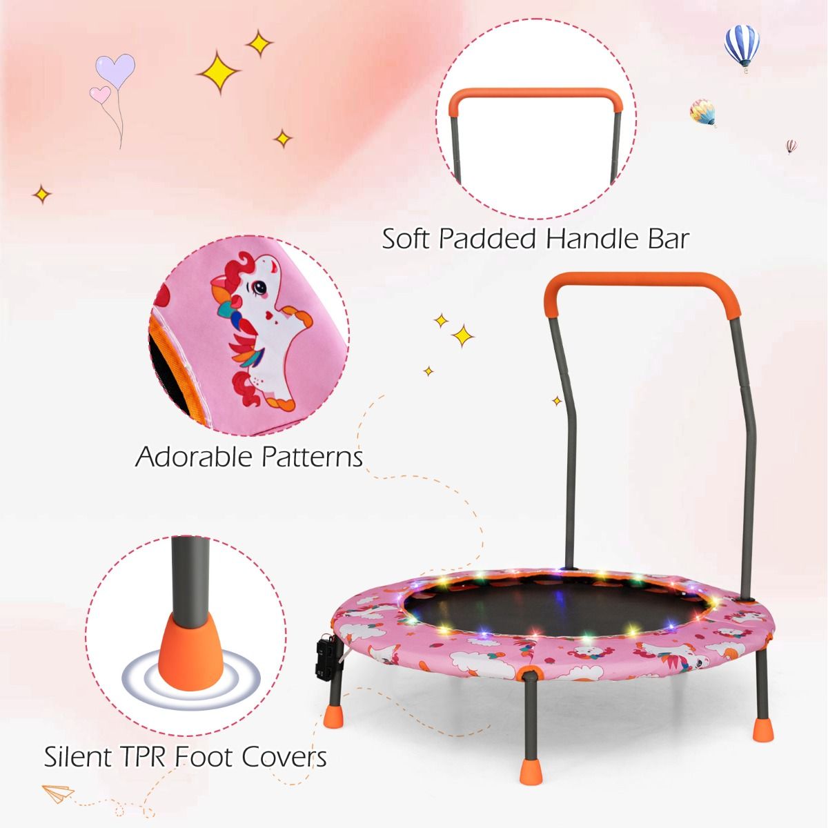 Coast 92 cm kindertrampoline mini -trampoline voor kinderen met LED -verlichting veelkleurig