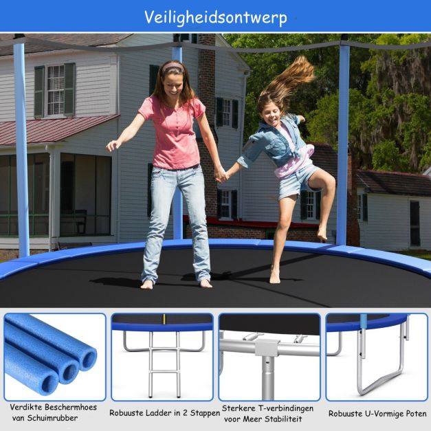 Coast Ø 305 cm Trampoline Leisure Trampoline met veiligheidsnetwerk zwart + blauw