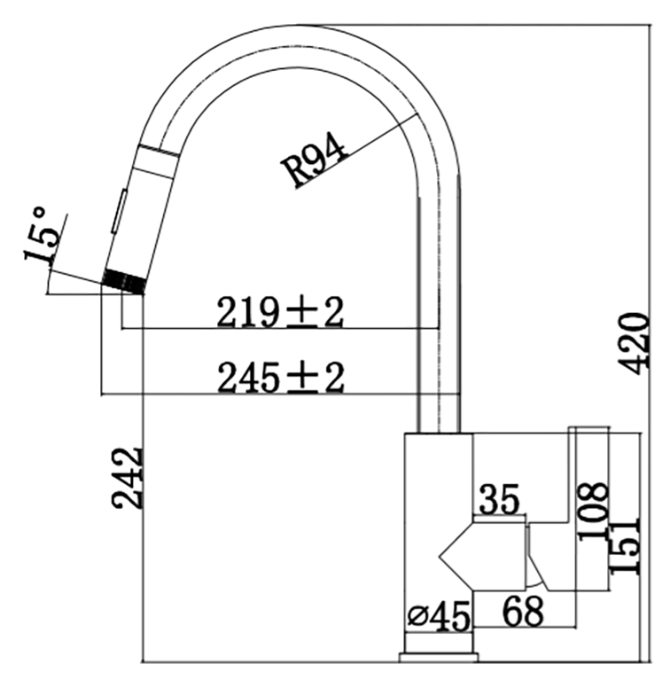 Copa Keukenkraan K8800B RVS Zwart