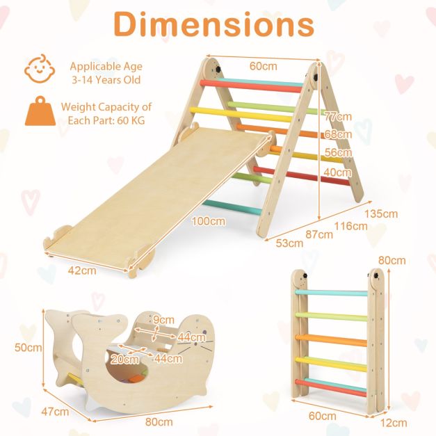 Coast 7-in-1 Binnen Klimspeelgoed voor Kinderen Houten Montessori Klimset