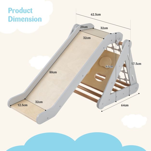 Coast Klimrek voor Kinderen - Glijbaan - 4-in-1 - 63 x 64 x 61 cm - Grijs
