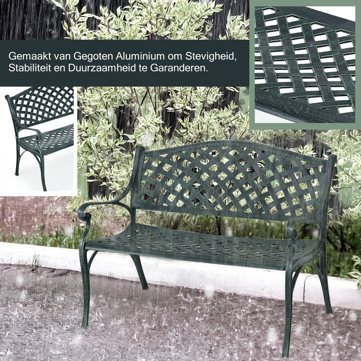 Coast Tuinbank Aluminium Bank met Armleuningen 103 x 55 x 82 cm Antiek Groen