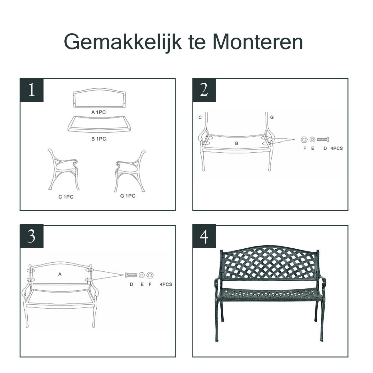 Coast Tuinbank Aluminium Bank met Armleuningen 103 x 55 x 82 cm Antiek Groen
