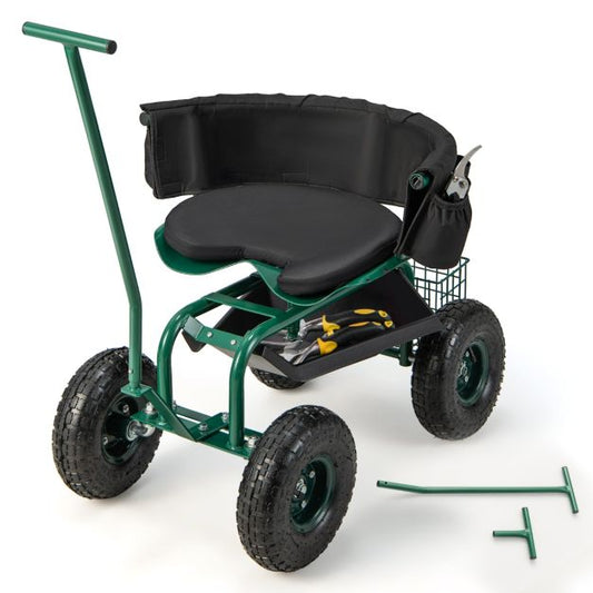 Coast Tuinwagen - Verstelbaar - 360° Draaibaar - 90 x 59 x 106 cm - Groen