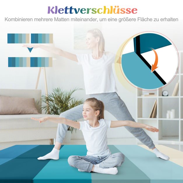 Coast Gymnastiekmat Blauw – Opvouwbare 3-Delige Trainingsmat met Draaghandgrepen – 180 x 120 x 4 cm