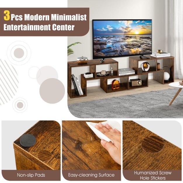 Coast TV Meubelkast - voor 65 inch TV - Bruin - 134-180 x 30 x 43 cm - Bruin - Hout