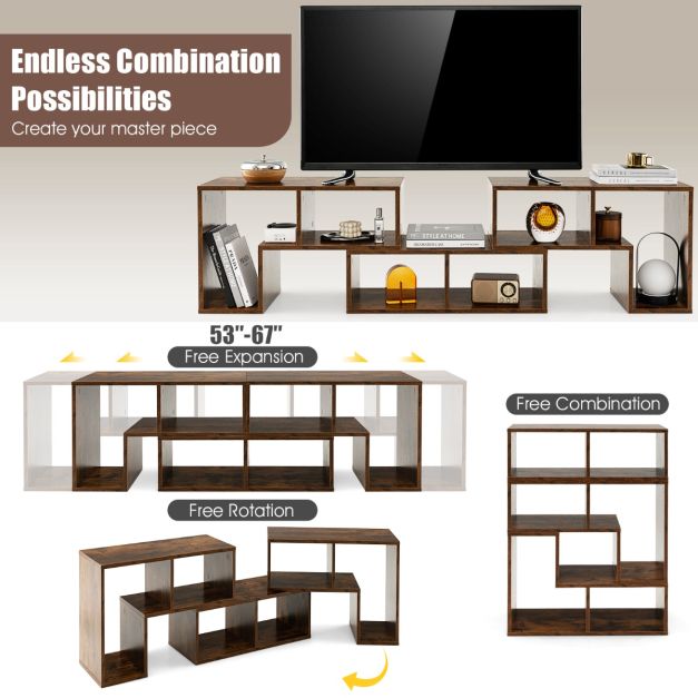 Coast TV Meubelkast - voor 65 inch TV - Bruin - 134-180 x 30 x 43 cm - Bruin - Hout