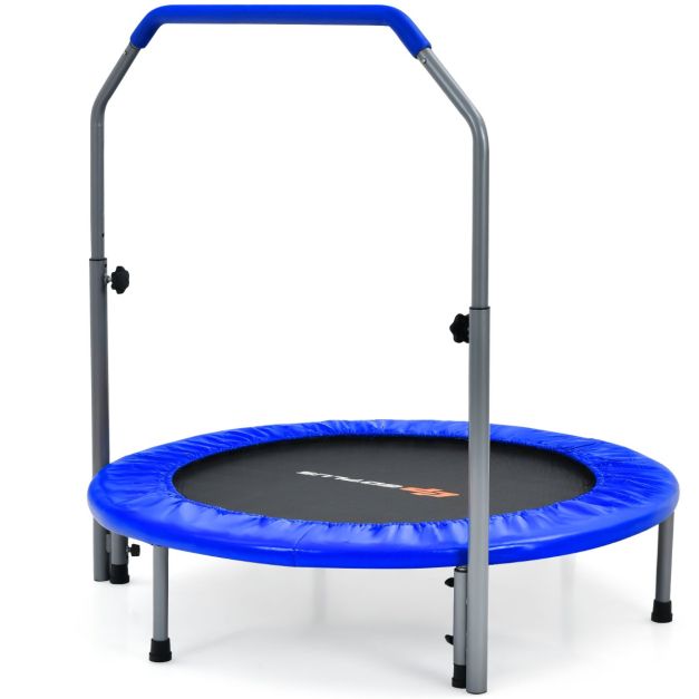 Coast Ø101 cm opvouwbare mini -trampoline fitness trampoline met hoogte verstelbare handgreep blauw + zwart