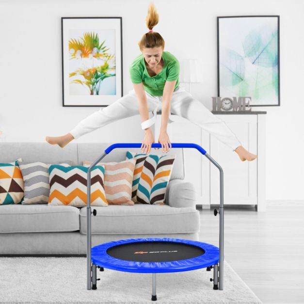 Coast Ø101 cm opvouwbare mini -trampoline fitness trampoline met hoogte verstelbare handgreep blauw + zwart
