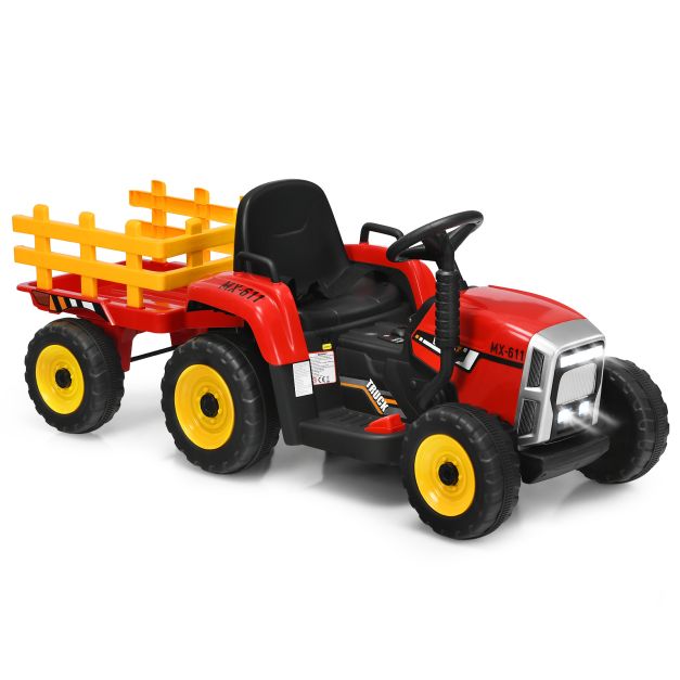 Coast Kindertractor - LED - 3 Versnellingen - Incl. Aanhanger - 135 x 51 x 53 cm - Rood