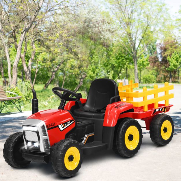Coast Kindertractor - LED - 3 Versnellingen - Incl. Aanhanger - 135 x 51 x 53 cm - Rood