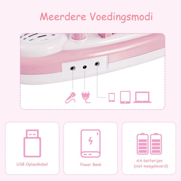 37-Toetsen Elektrisch Keyboard voor Kinderen – Speelgoedpiano met Microfoon, Ritmeverlichting en Afneembare Voetjes – Roze