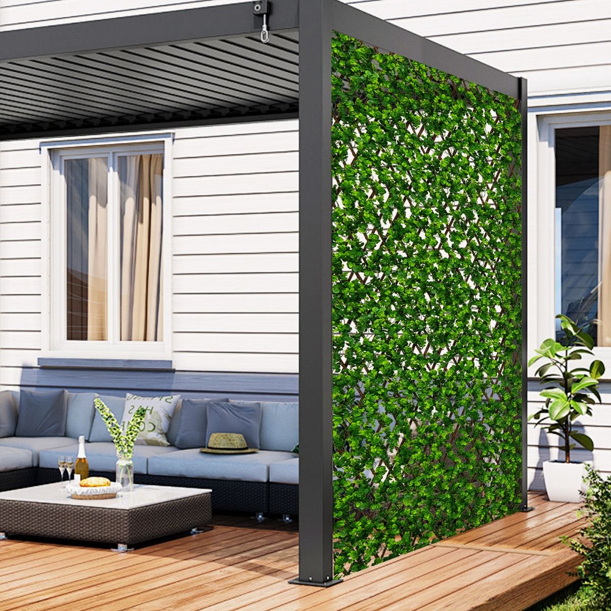 Coast Kunstmatige Klimop Eucalyptus Privacy Scherm – 180 x 90 cm – Groen – Uitschuifbare Tuin- en Balkonomheining van Wilg en PE