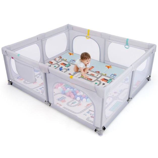 Coast Babybox - Opvouwbare Speelmat & Trekringen - 189 x 158 x 68cm - Incl. 50 Speelballen