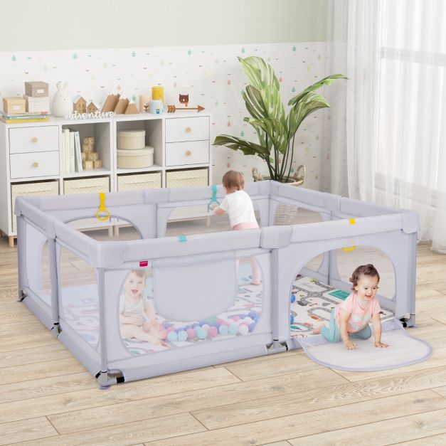Coast Babybox - Opvouwbare Speelmat & Trekringen - 189 x 158 x 68cm - Incl. 50 Speelballen