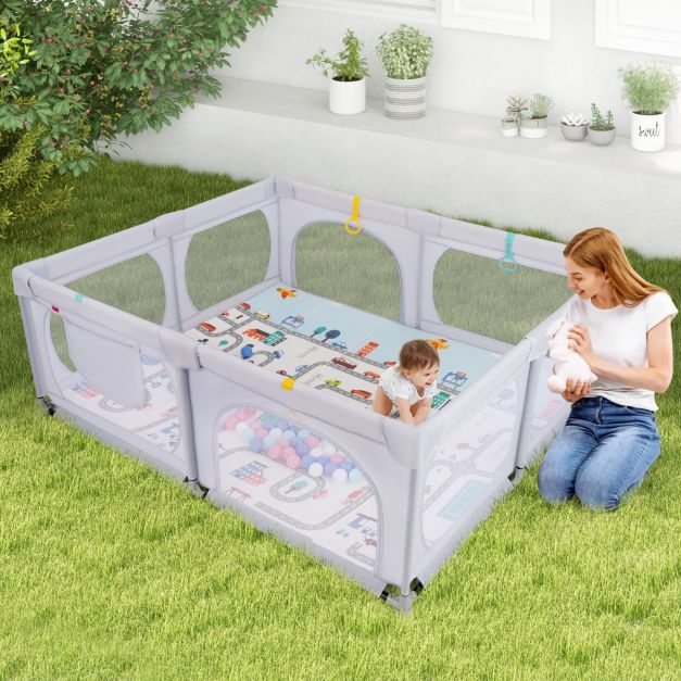 Coast Babybox - Opvouwbare Speelmat & Trekringen - 189 x 158 x 68cm - Incl. 50 Speelballen
