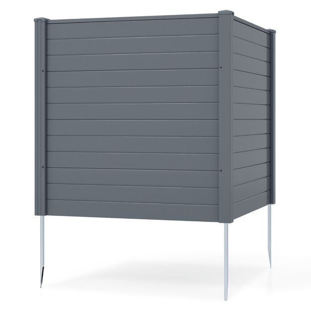 Coast Tuinscherm Set van 2 Panelen 123 × 123 cm – Grijs – Privacy Scherm met Grondpennen voor Airco, Kliko en Tuin