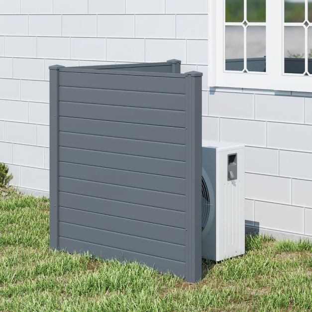 Coast Tuinscherm Set van 2 Panelen 123 × 123 cm – Grijs – Privacy Scherm met Grondpennen voor Airco, Kliko en Tuin