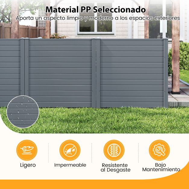 Coast Tuinscherm Set van 2 Panelen 123 × 123 cm – Grijs – Privacy Scherm met Grondpennen voor Airco, Kliko en Tuin
