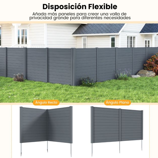 Coast Tuinscherm Set van 2 Panelen 123 × 123 cm – Grijs – Privacy Scherm met Grondpennen voor Airco, Kliko en Tuin