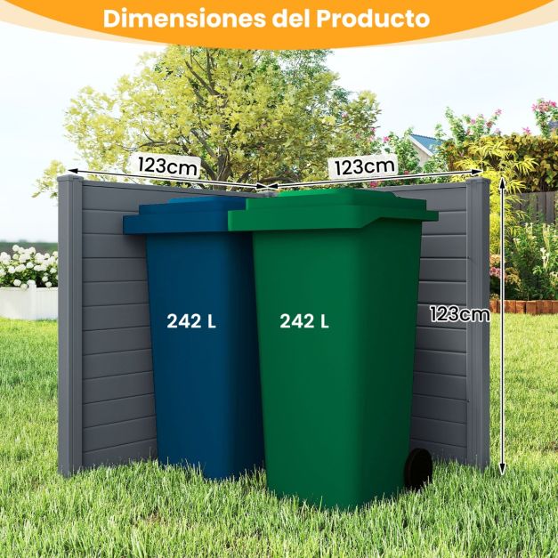Coast Tuinscherm Set van 2 Panelen 123 × 123 cm – Grijs – Privacy Scherm met Grondpennen voor Airco, Kliko en Tuin