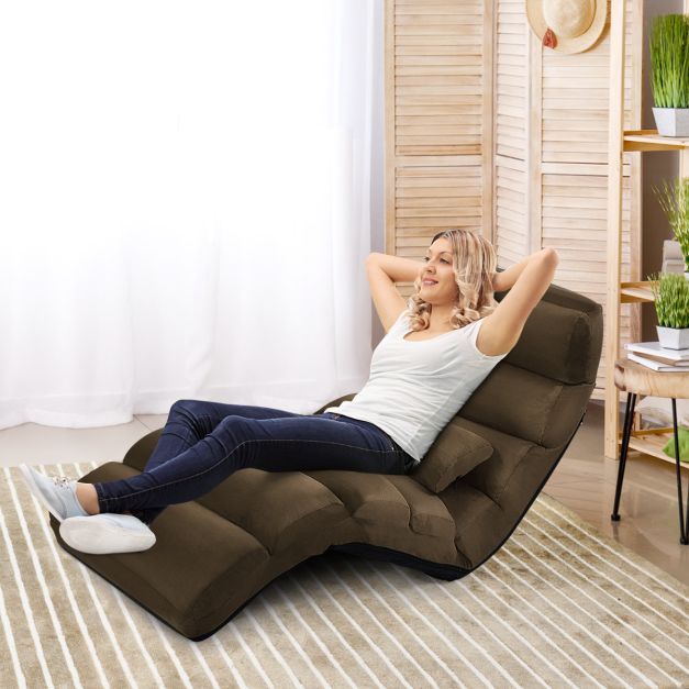 Coast Vloerstoel – Verstelbare Rugleuning – max. 100 kg – 175 x 55 x 25 cm – Bruin