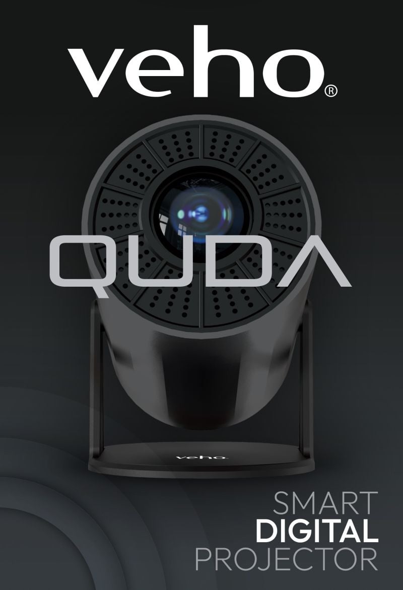Veho Quda ROHM Portable Projector – luidsprekeruitgang 3w – usb-opslag 1 TB - 90 x90x193 mm – Gewicht 840g