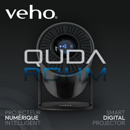 Veho Quda ROHM Portable Projector – luidsprekeruitgang 3w – usb-opslag 1 TB - 90 x90x193 mm – Gewicht 840g