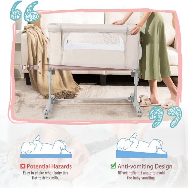 Coast 3-in-1 Baby Wiegje - Co-sleeper - Verstelbare Hoogte - Beige