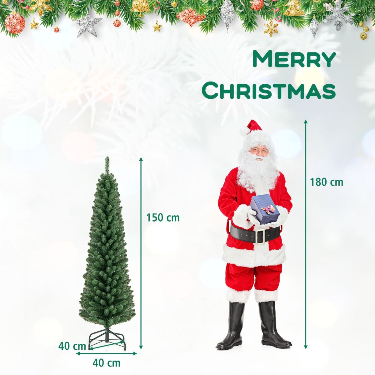 Coast Kunstkerstboom - Groen - 150 cm - Weelderige Takken met Vormgeheugendraad en Stabiele Metalen Basis