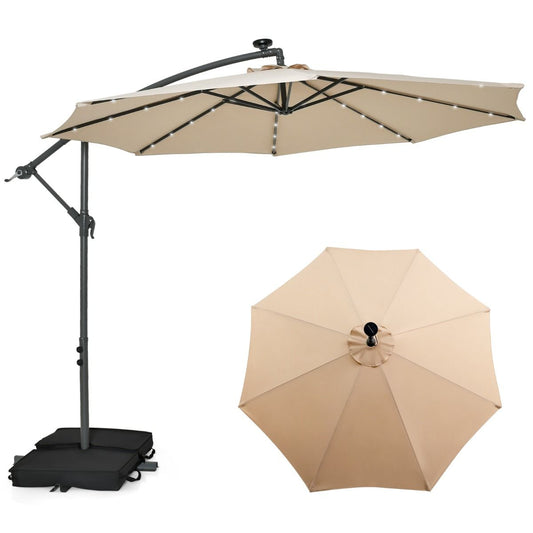 Coast Zweefparasol – Met LED Verlichting – Ø300 x 250 cm – Beige