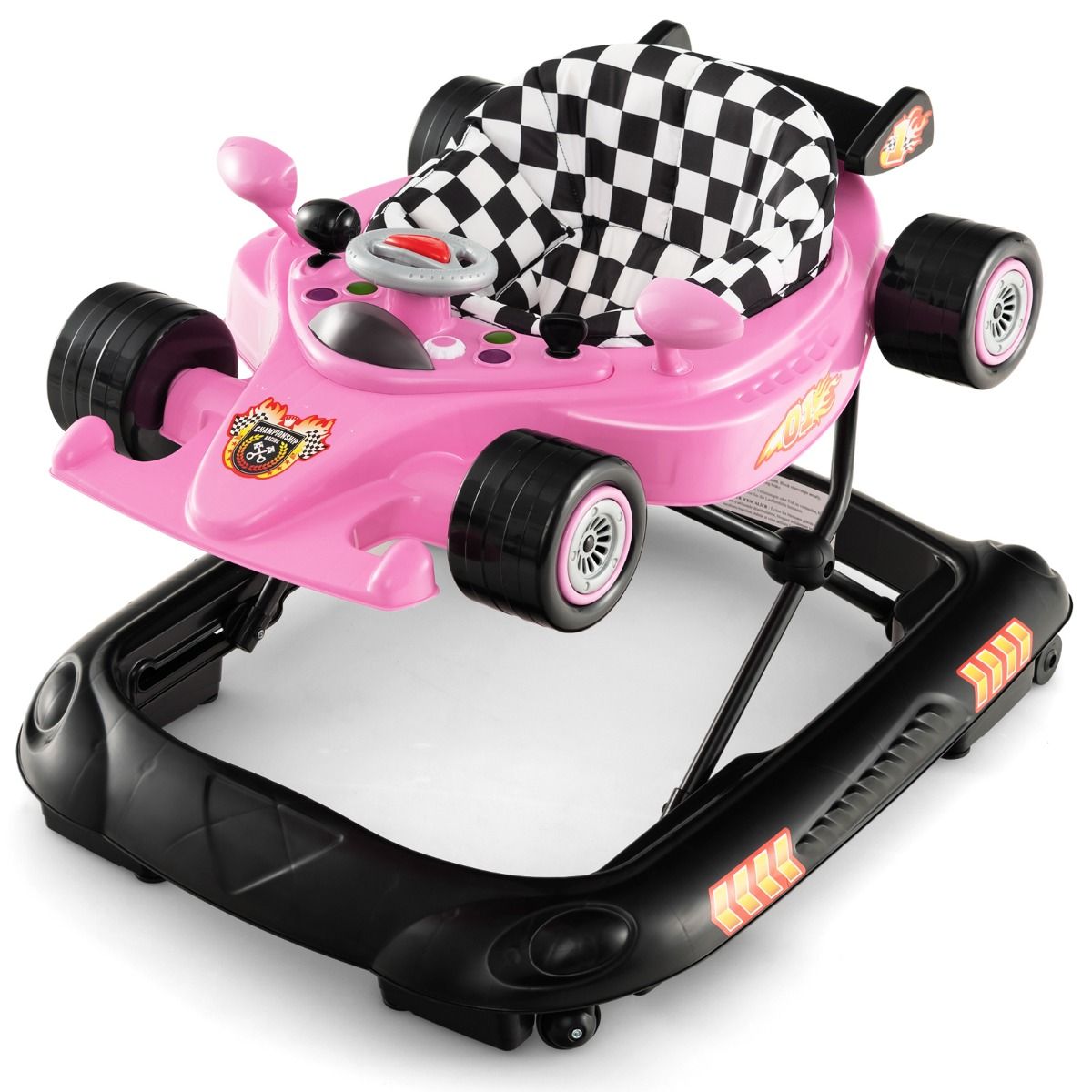Coast Opvouwbare Loopstoeltje 4-in-1 Activiteitenrollator – Verstelbare Babywalker met Muziekblad, 3 Hoogteniveaus, 71x61x48,5 cm – Roze