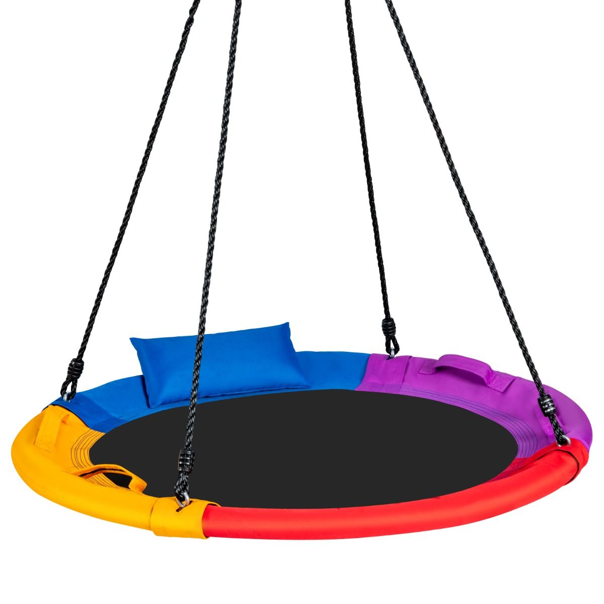 Coast Nestschommel Ø100 cm - Kleurrijk - Verstelbare hoogte 100-180 cm - Inclusief kussen en handgrepen