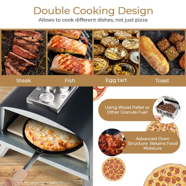 Coast Pizzaoven incl. Accessoires - Staal - 42 x 81 x 85 cm - Zwart