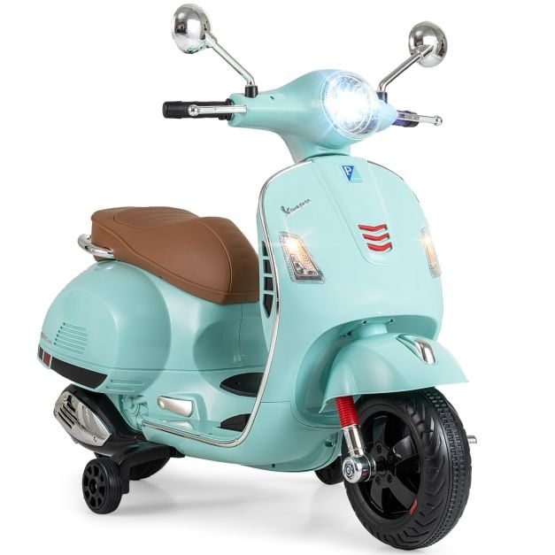 Coast Elektrische Kindermotor Groen – Vespa-Stijl Scooter met LED-Verlichting en Claxon – 75 x 46 x 101 cm