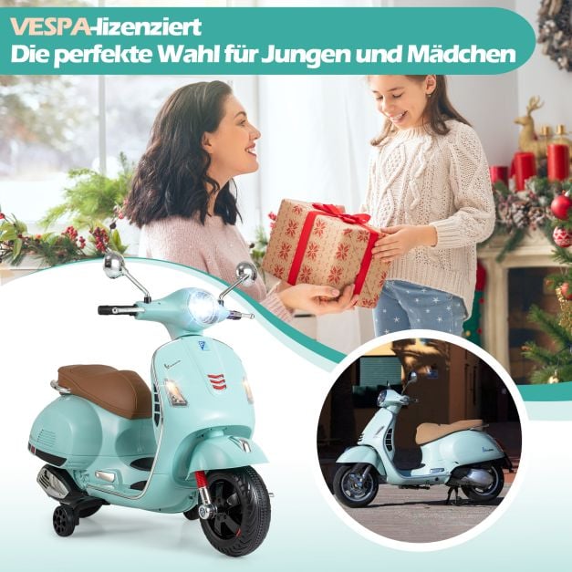 Coast Elektrische Kindermotor Groen – Vespa-Stijl Scooter met LED-Verlichting en Claxon – 75 x 46 x 101 cm