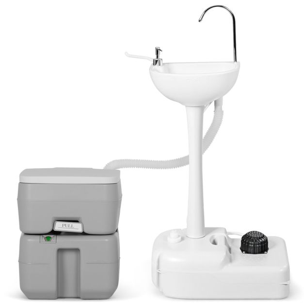 Coast Draagbare Campingwastafel - 17 L Watertank - Handdoekhouder - Zeep Dispenser - Wit