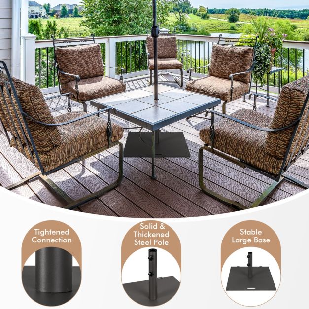 Coast Parasolvoet met Wielen – Vierkante Metalen Parasolstandaard 60 x 60 x 35 cm – Zwart