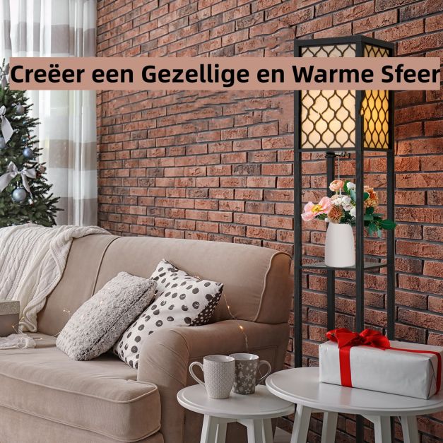 Coast Moderne Vloerlamp met 3 Planken - 160 x 26 x 26 cm - Zwart