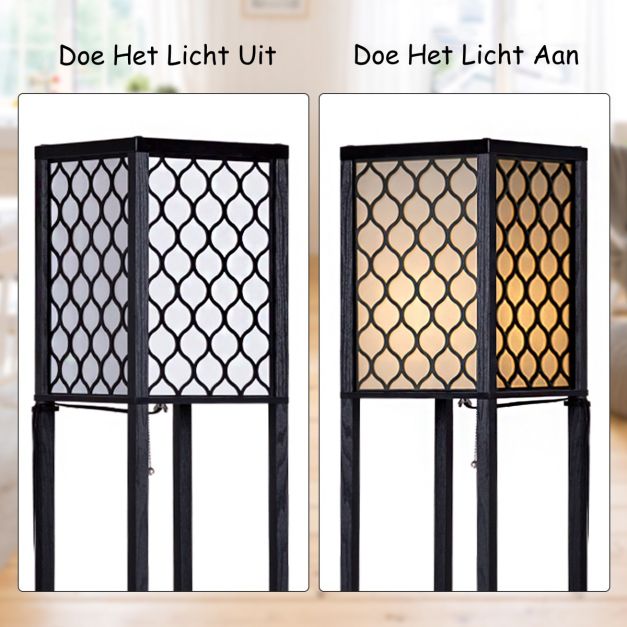 Coast Moderne Vloerlamp met 3 Planken - 160 x 26 x 26 cm - Zwart