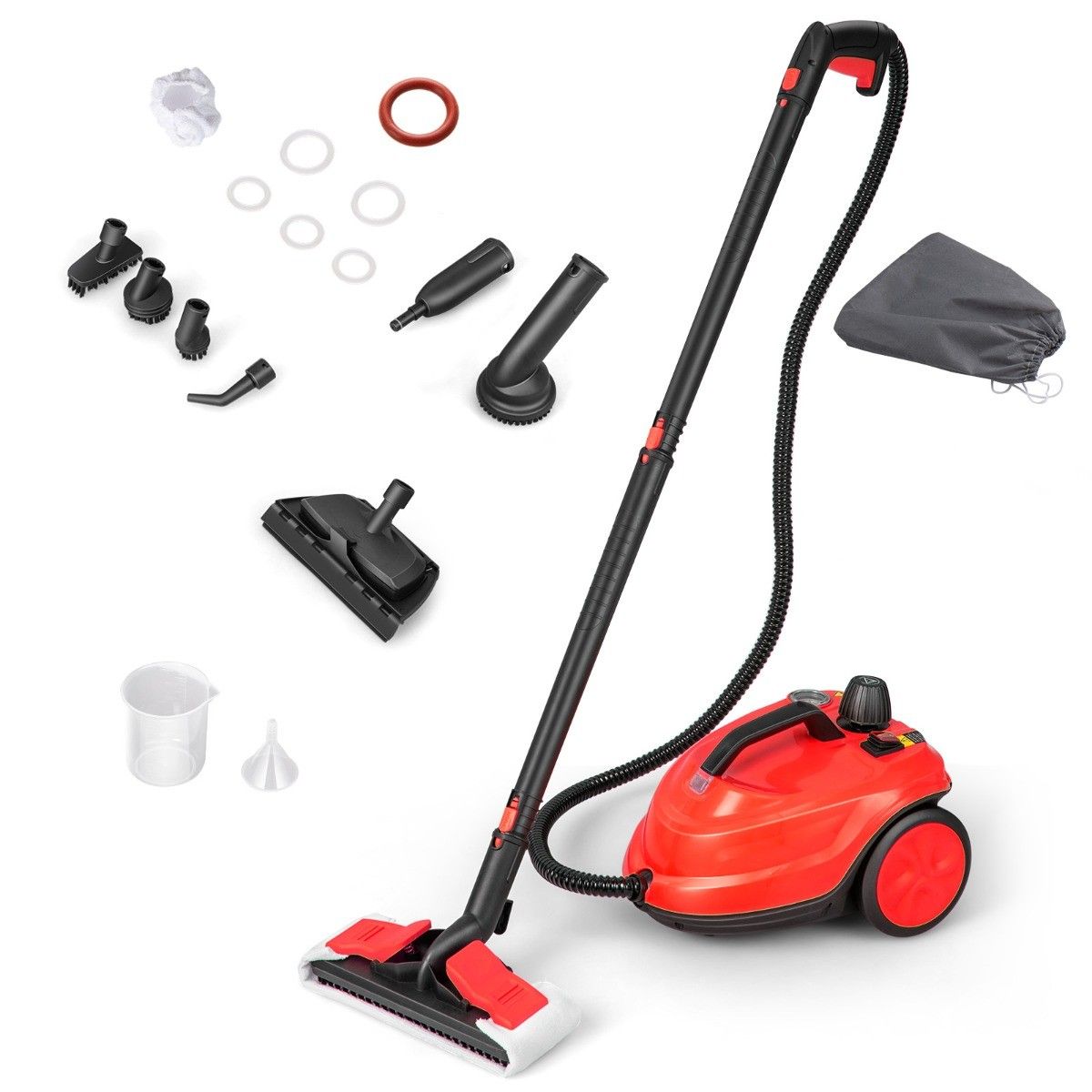 Coast Draagbare Stoomreiniger 2000W Rood – 37 x 26 x 25 cm – 5 Bar – 1,8 Liter – 15-delig
