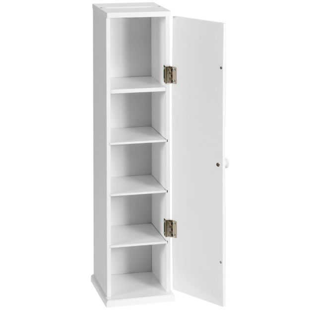 Coast Toiletpapierkast – 3 Verwijderbare Planken – 15 x 16 x 69 cm – Wit