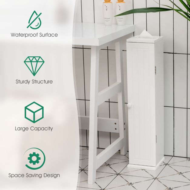 Coast Toiletpapierkast – 3 Verwijderbare Planken – 15 x 16 x 69 cm – Wit
