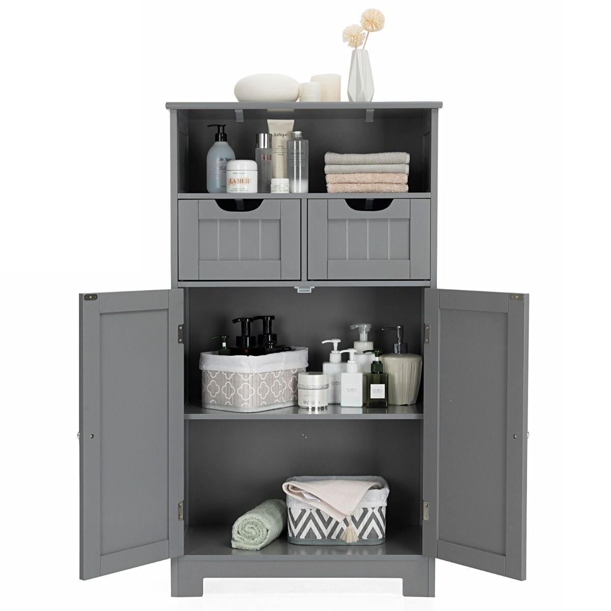 Coast Badkamerkast - 2 Deuren - 2 Lades - 60 x 30 x 109 cm - Grijs
