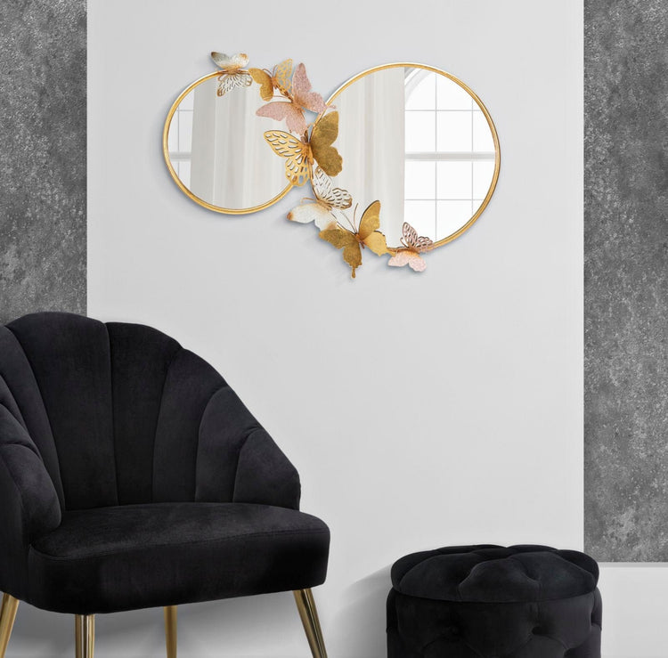 Atmosphera Dubbele Farfalle Wandspiegel – Roze/Goud – 81 × 3 × 52,5 cm