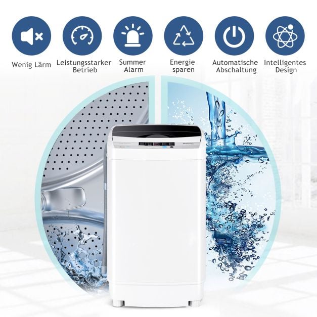 Coast Mini Wasmachine 4,5 kg – Volautomatische Bovenlader met Display 50 x 50 x 85 cm – Grijs