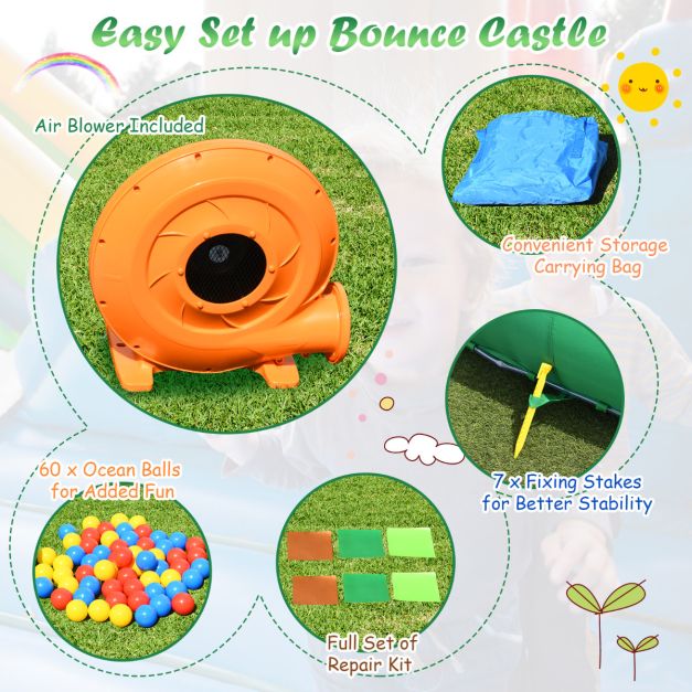 Coast Opblaasbaar Waterspeelpark – Incl. Waterkanon & Blazer – 580 W – 368 x 303 x 230 cm – Groen/Blauw/Oranje